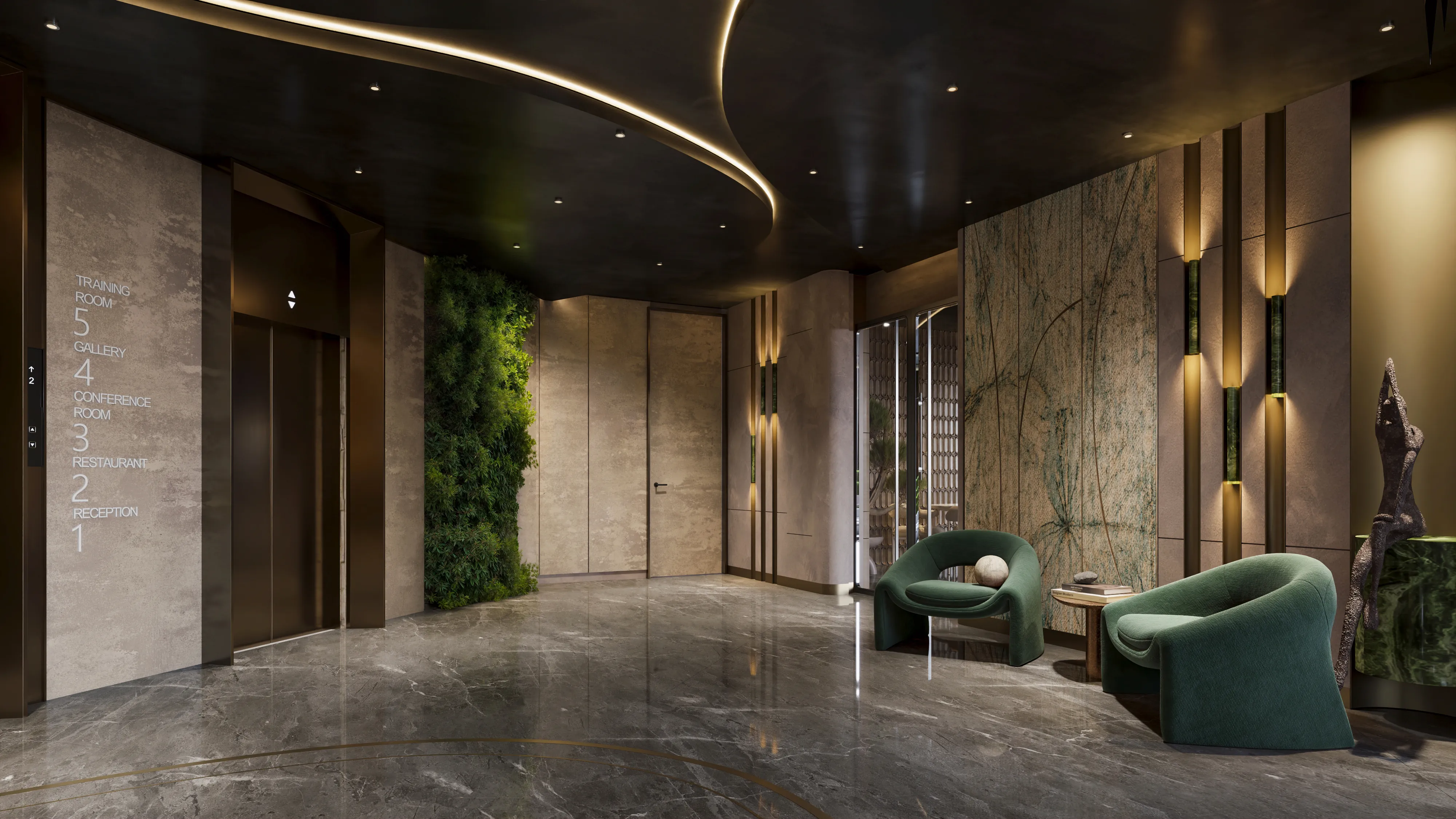 Lobby and reception interior at Acacia